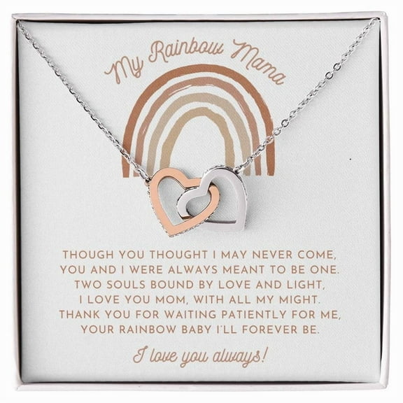 Rainbow Mama Interlocking Hearts Necklace Standard Box