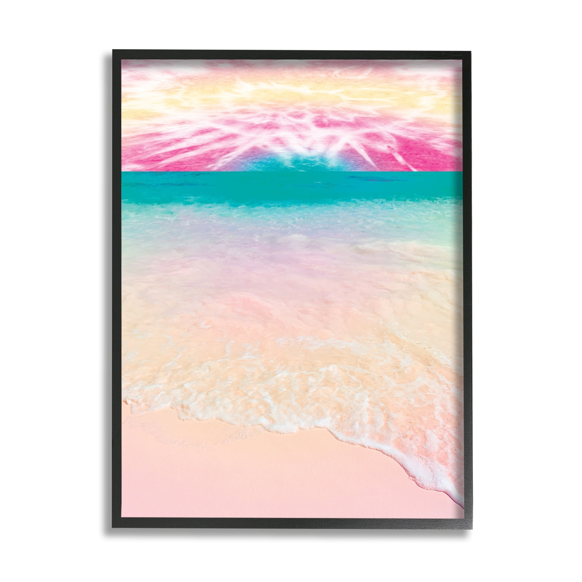 Tropical Tie Dye Beach Horizon Coastline Landscape 11 in x 14 in Framed Painting Art Print, by Stupell Home Décor