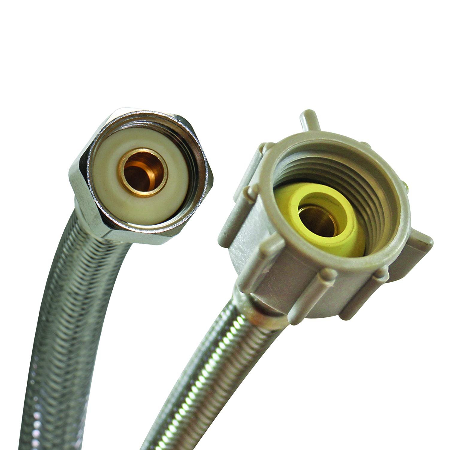 Fluidmaster B4T09U Universal Toilet Connector With Size Adaptors, Braided  Stainless Steel 3/8 Compression, 7/16 Compression, 1/2 Compression Or 1/2  Thread x 1/2 Female Ballcock Thread, 9-Inch