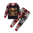 thumbnail image 2 of eczipvz Toddler Boys Christmas Reindeer Pajamas Kids Holiday Pajamas Girls Snowman Sleepwear Santa Pjs Black 3-4 Years, 2 of 5