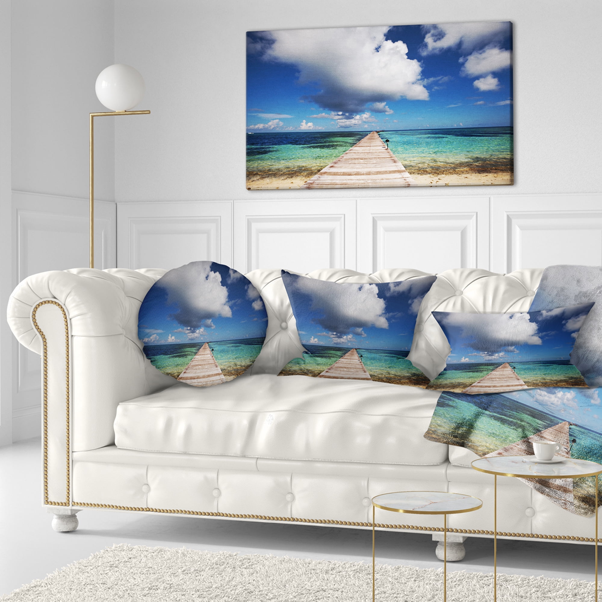 Designart 12" x 20" Blue Polyester Throw Pillow