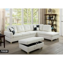 Sectional Sofa Couch,L-Shaped Modern Style with Storage Ottoman 3-Piece for Living Room | Faux Leather (Right Hand Facing, White)