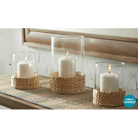 - Better Homes and Gardens Water Hyacinth Hurricane Pillar Candle Holder, Medium