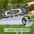 thumbnail image 6 of Black White Tie Dye Mandala Pattern Square Fitted Tablecloth with Elastic Edge,Square Table Cover,Washable Elastic Table Cover for Home Kitchen Party Decor 34"x34", 6 of 6
