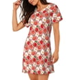 thumbnail image 2 of Honeii Tomatoes Print Women's Loose Short Sleeve Nightgown, Soft Cotton Sleepwear, Comfy Loose Fit Pajama Dress for Sleep and Lounge, 2 of 6