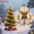 thumbnail image 3 of Symmetrical Metal Hanging Christmas Tree Wind Spinner - Intricate Floral Patterns in Orange Yellow & Green for Garden Decor, 3 of 7