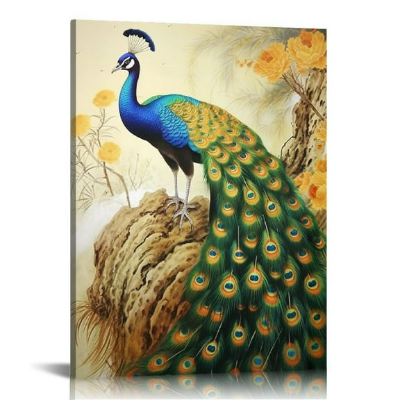 Nawypu Wall Art Canvas Decorative Painting, Noble Peacock Canvas Print Wall Great for Weddings,Modern Home Gift Decorative Painting Study Rooms Bedroom Kitchen Bathroom