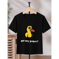 thumbnail image 1 of Boys' Quick-Dry Casual Short Sleeve T-Shirt - Cartoon Duck & "Got Any Grapes?" Graphic Print Relaxed Fit Summer Tee Machine Washable Casual Wear Relaxed Fit Tee Comfortable Shirt Tween Boy Clothes, 1 of 6