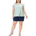 thumbnail image 2 of Agnes Orinda Women's Plus Size Holiday Floral Print Flare Short Sleeve Blouse 3X Light Blue, 2 of 5