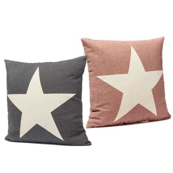 2Pcs Throw Pillow Cushion Cover? 17 x17 Cotton Linen Decorative Back Waist Pillowcase ...