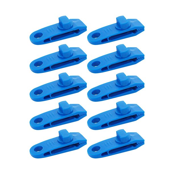 10 clips resistentes para lona de tienda de campaña, abrazaderas para tienda de campaña, toldo fijo multiusos resistente al viento Azul