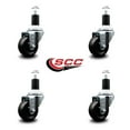 thumbnail image 2 of 3 Inch Soft Rubber Wheel Swivel 1-1/2 Inch Expanding Stem Caster Set SCC, 2 of 2