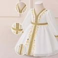 thumbnail image 6 of RTKFRFLM Girls Middle Eastern Party Gown Formal Embroidered Event Dress for Kids White 2-3 Years, 6 of 8
