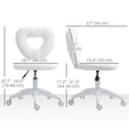 thumbnail image 3 of HOMCOM Armless Desk Chair, Heart Teddy Fleece Makeup Vanity Chair, White, 3 of 10