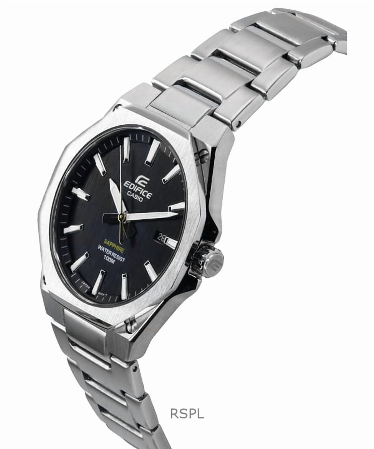 Casio Edifice Men's Slim Black Dial Stainless Steel Watch EFR-S108D-1A