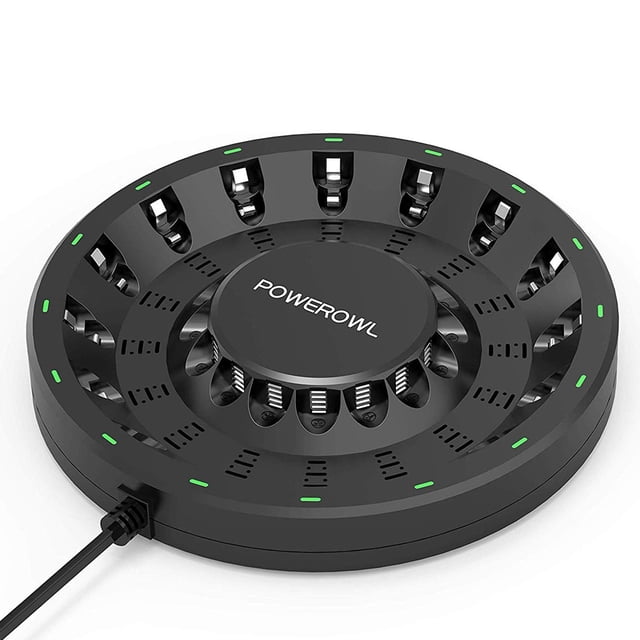 Cargador de baterías POWEROWL de 16 ranuras de alta velocidad para NiMH y NiCD