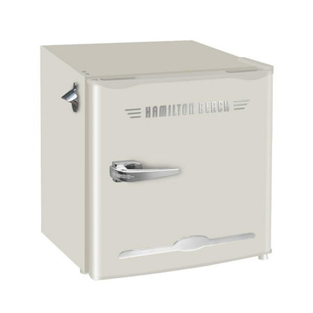 Hamilton Beach Retro 1.6 Cu. Ft. Refrigerator with Built-In Side Bottle Opener, Cream, HBF1600
