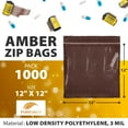thumbnail image 2 of Amber Polyethylene Zip Bags, Reclosable Zipper Closure, 1000 Count, 12 x 12 in, 2 of 8