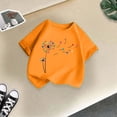 thumbnail image 5 of LUOGENLI T-Shirt pour Filles, Mode Mignonne Imprimée, Col Rond, Manches Courtes, T-Shirt Décontracté d'Été, Hauts Doux pour Filles, Denim Orange 2-4 Ans, 5 of 5