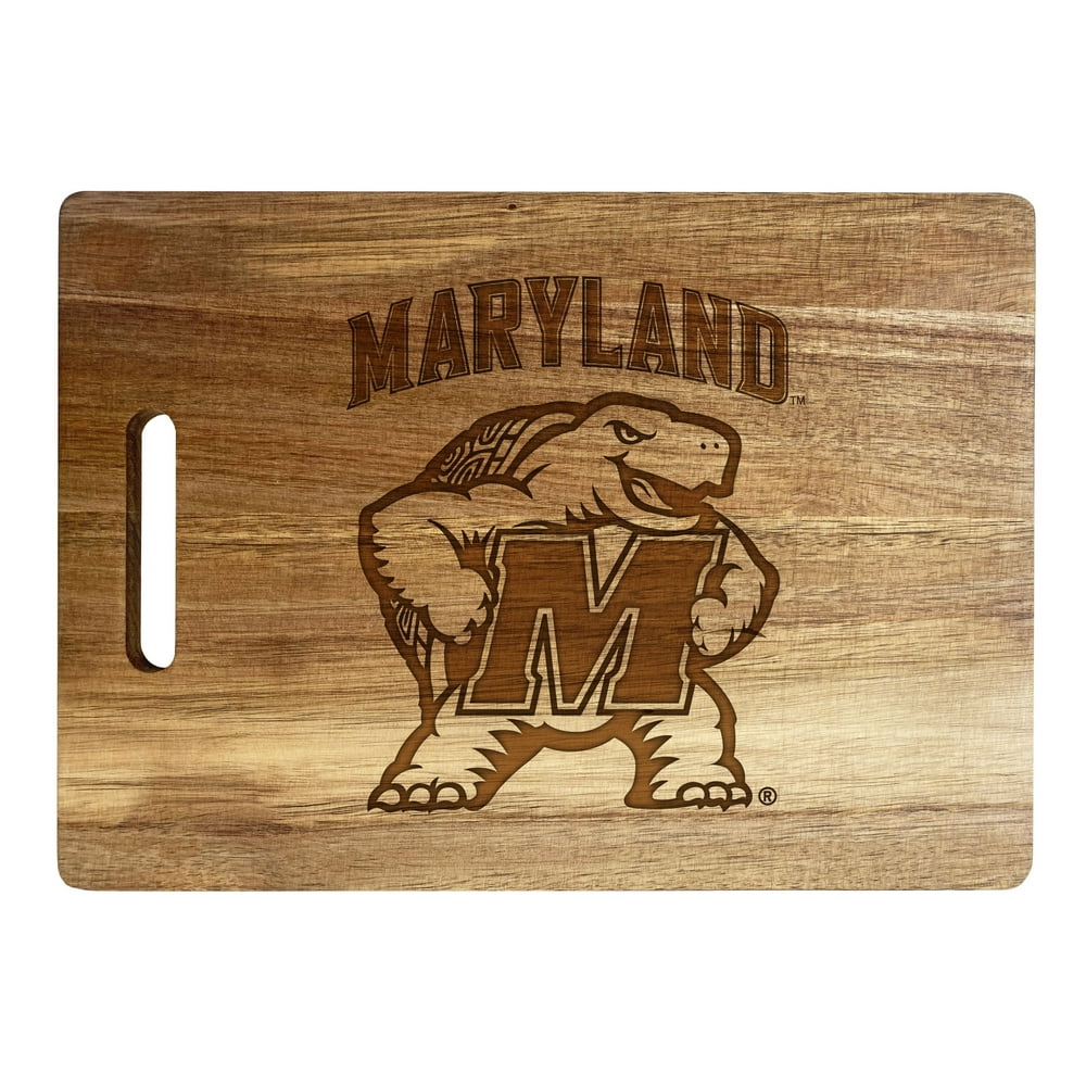 Maryland Terrapins Engraved Wooden Cutting Board 10" x 14" Acacia Wood