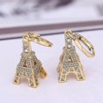thumbnail image 4 of Pendientes colgantes de la Torre Eiffel con circonitas chapados en oro de 18 quilates, nuevo estilo, 4 of 5