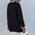thumbnail image 4 of Women's Fashion Leopard Print Color Block Sweatshirt Top with Long Sleeves, Crew Neck, and Drop Shoulder in Khaki - Size M, 4 of 6