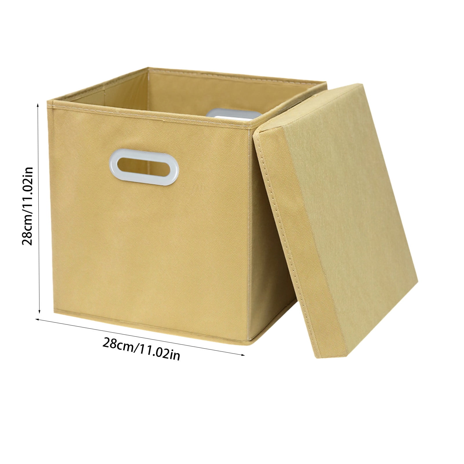 Foldable fabric storage box with lid, multifunctional organizer for clothes toys accessories, home and car drawer storage solution, compact and durable for efficient organization