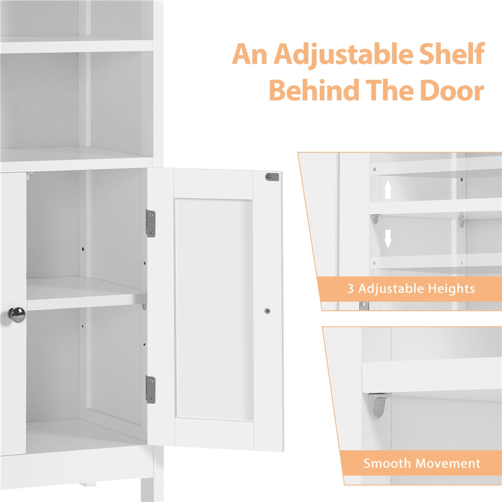 Renwick Wooden Storage Cabinet with Double Door and Adjustable Shelf for Home, White