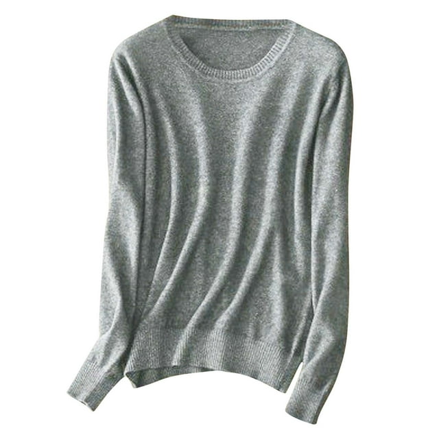 yillto Womens Lightweight Sweaters Ribbed Long Sleeve Crewneck Base Loose Pullover Plain Tops Clothes