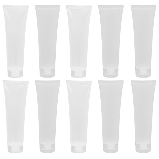 GOOHOCHY 10 botellas de viaje rellenables, a prueba de fugas, de plástico, transparentes, con tapa transparente (color transparente).