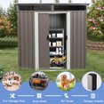 thumbnail image 6 of 6ft x 5ft Outdoor Storage Shed with Sliding Doors and Padlock, Metal Tool Cabinet with Window and Metal foundation, Waterproof Tool Sheds for Backyard Garden Patio Lawn, Gray, 6 of 9