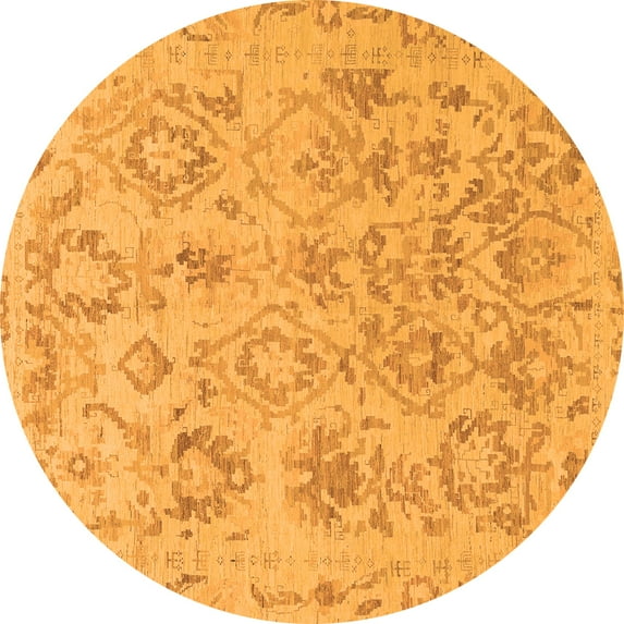 Ahgly Company Indoor Round Oriental Orange Traditional Area Rugs, 6' Round