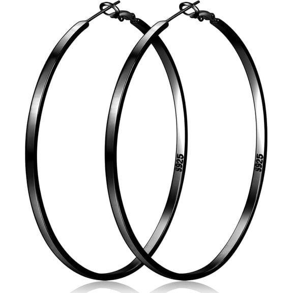 Sterling Silver Hoop Earrings Large Silver Hoop Earrings for Women Lightweight Big Hoops Earring Hypoallergenic Thin Hoops Earring for Women 30/40/50/60/65/70MM[y769]