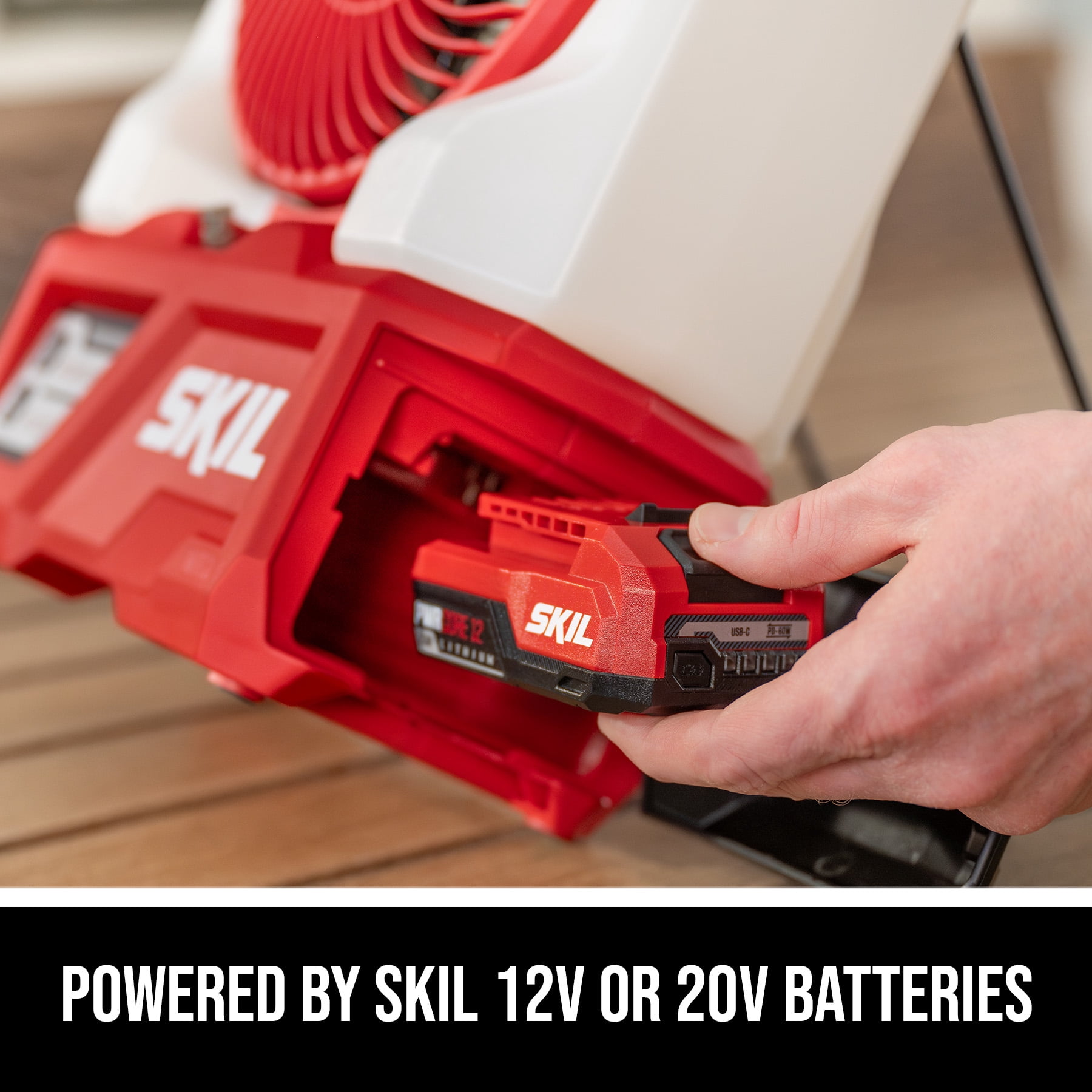 SKIL PWRCORE 12V/20V 20V 7 In. Misting Fan with 2.0Ah USB-C Battery and 20W PD Charger-MF0700D-12