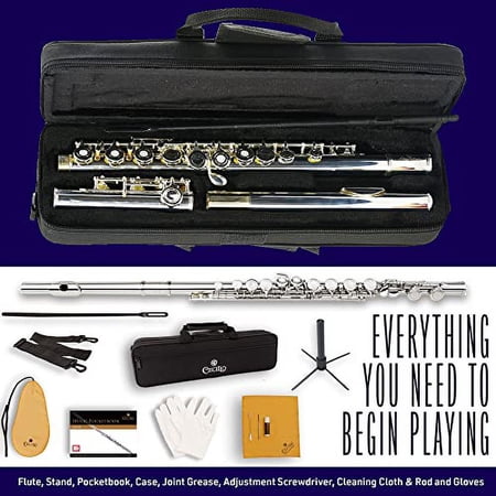 Cecilio Closed Hole C Flute - Musical Instrument, Kids Beginner/Intermediate Flute in & Orchestra, Nickel ﻿