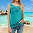 thumbnail image 2 of Seductiva Women's Slim-Fit Tank Women O Neck Sleeveless Pure Color Lace Plus Size Vest Tops Loose T Shirt Blouse Tank Summer Sleeveless Tops Trendy Tunic Blouses, 2 of 5
