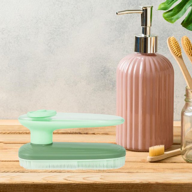 Cepillo de limpieza multifuncional Macarena Limpiador de ropa Zapatos Dispensador de exfoliante Verde