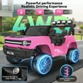 thumbnail image 3 of Funcid 24V Ride on Toys with Remote Control, 2 XL 21.7'' Seater Ride on Truck Car, 2WD/4WD 800W Electric Car for Kids w/ Bluetooth, Bright LED Lights, MP3, Spring Suspension, Pink, 3 of 7