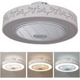 thumbnail image 4 of White 22" Ceiling Fan with Light, Modern Low Profile Fan with Remote & Smart APP Control 3 Colors 6 Speeds Semi Flush Mount Round Invisible LED Fan Chandelier for Bedroom Living Room, 4 of 9