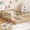 Natural without Door, variant on Bellemave Full Montessori Floor Bed with High Rails & Door and Slats, Wooden Easy Assemble Full Size Beds Frame with Guardrails, No Box Spring Needed,Gray