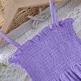 thumbnail image 7 of Zanarzt Toddler Girl Clothes Summer Outfits Set Toddler Girl Summer 2Pcs Outfit Set Sleeveless Ruffle Top with Cotton Pants Solid Color Clothes Back to School Clothes Purple,6-9 Months, 7 of 7