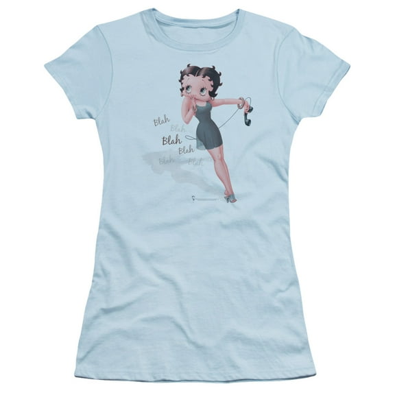 Betty Boop - Blah Blah Blah - Juniors Teen Girls Cap Sleeve Shirt - Large