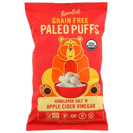 (9 pack) (9 Pack) Lesser Evil Puffs - Crunchy Him Slt And Apple Cider Vinegar, 5 Oz