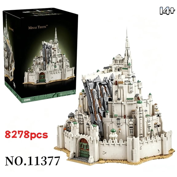 2026 New Classic Movie 8278pcs Mystical White 3D Castle Minas Tirith Building Blocks Model Toys Ornament Birthday Gifts