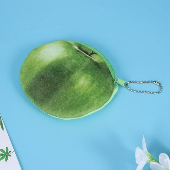 Raindrops Fruit Shape Coin Purse Green 1Set 4.3x3.9x0.7In