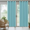 thumbnail image 3 of Outdoor Curtains for Patio Waterproof, Teal Striped Windproof Pravicy Outside Porch Blackout Curtain, Simple Art Vertical Stripe Farmhouse Sun Blocking Grommets Curtains for Cabana Gazebo 54"x108", 3 of 9