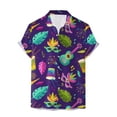 thumbnail image 3 of Bainana Men's Carnival Casual Shirts 3D Print Short Sleeve Lapel Collar Tops Comfortable Soft Men Mardi Gras Button Down T-Shirt Purple Size Xl, 3 of 5
