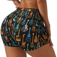 thumbnail image 1 of Balery Colorful Guitar Pantalones cortos de entrenamiento estampados para mujer, sin costuras, ajustados, para gimnasio, yoga, correr, deportes, ejercicio activo, fitness.-XX-Large, 1 of 8