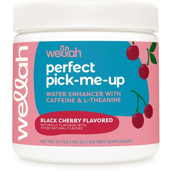 Wellah Perfect Pick-Me-Up (Black Cherry) 30 Servings - Energy Boost Drink Mix