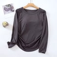thumbnail image 1 of Pijama de manga larga para mujer, blusa de poliéster, color liso, cuello redondo, manga larga, con sujetador acolchado en el pecho, 1 of 3
